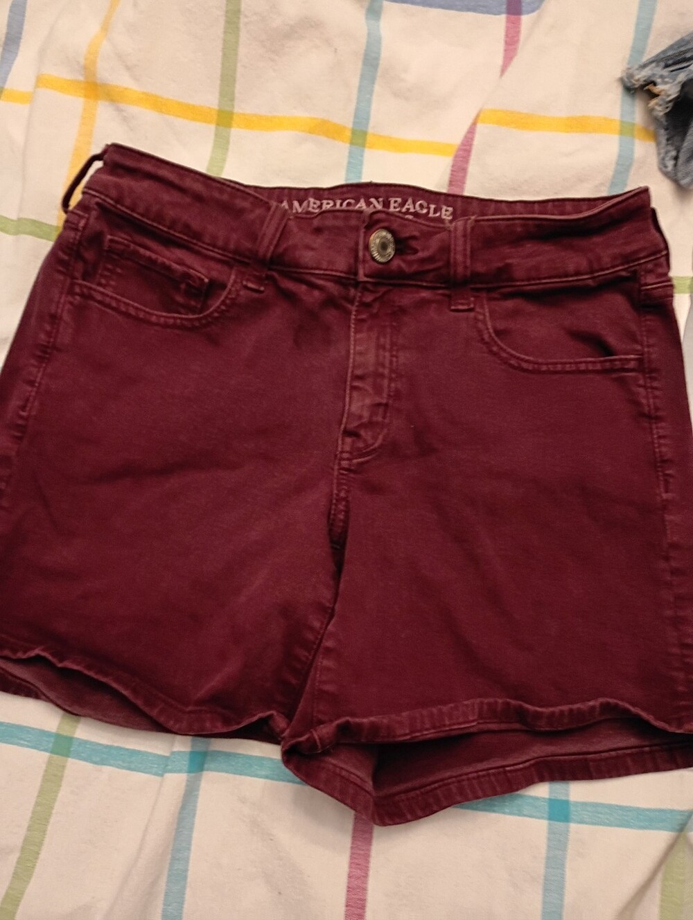 American Eagle Outfitters Women's Wine-Colored Denim Shorts